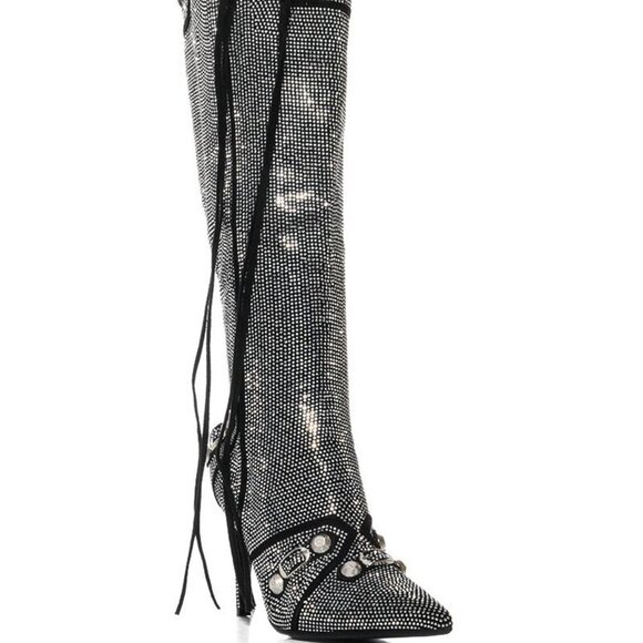 AZALEA WANG " THE MONARCH  MAVERICK "  STILETTO BOOT SILVER ( BRAND NEW !!!!!!! - Picture 12 of 14